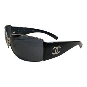 CHANEL Silver Metal & White CC Logo Sunglasses #355